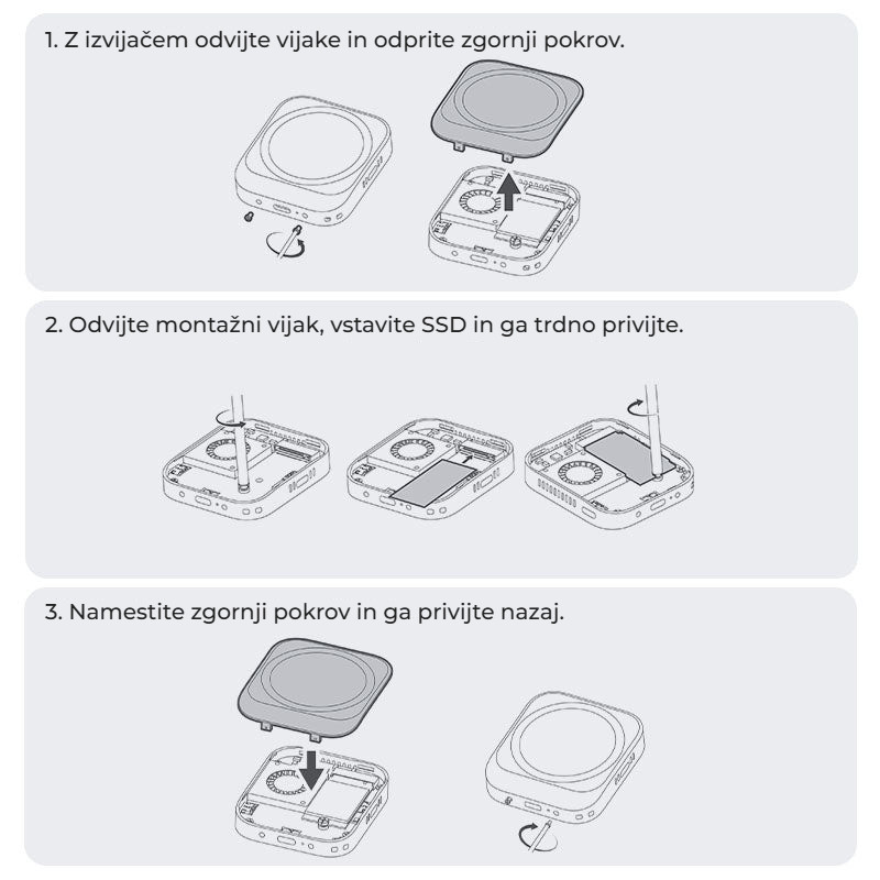 Ulanzi MA55 magnetický SSD box – Montáž disku ve třech krocích