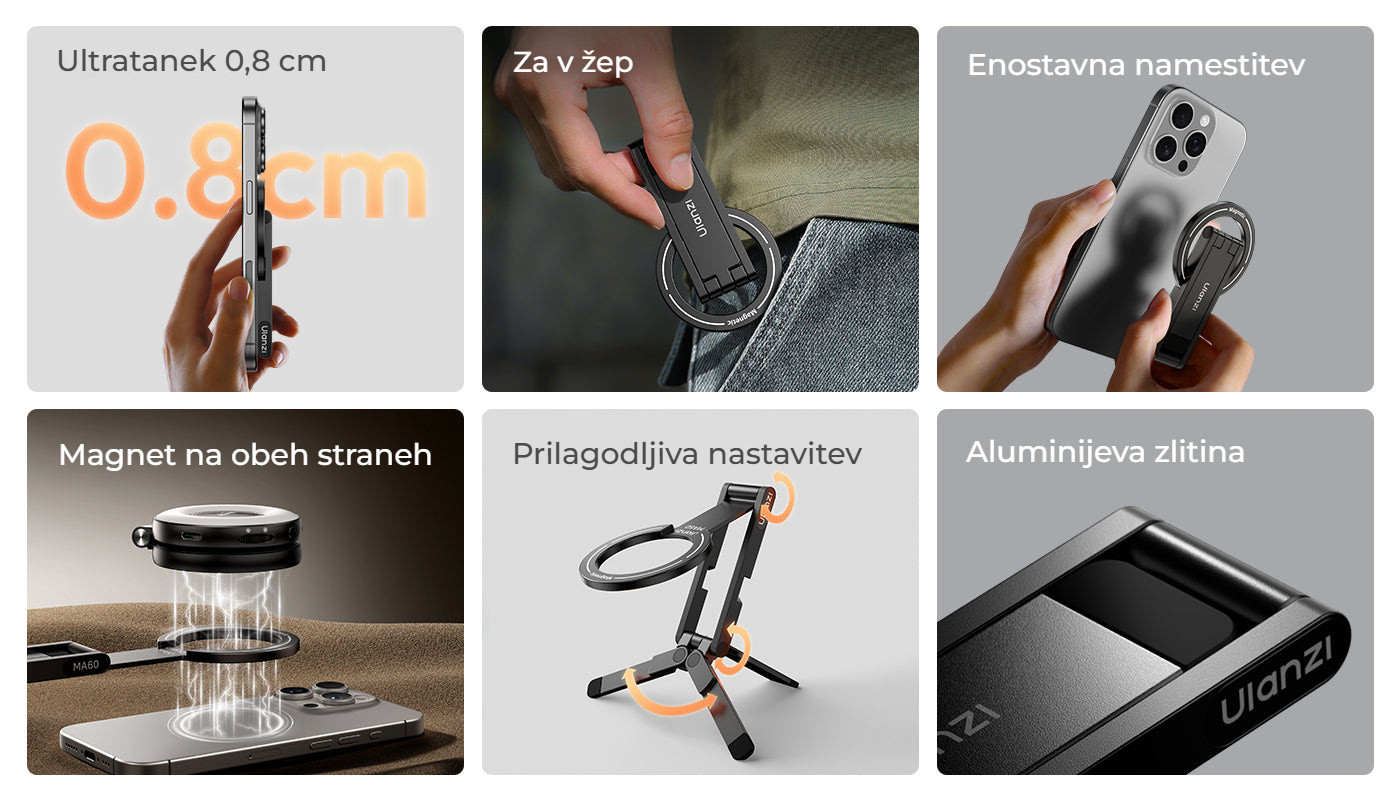 Ulanzi MA60 magnetický stativ (černý) – Přehled hlavních vlastností