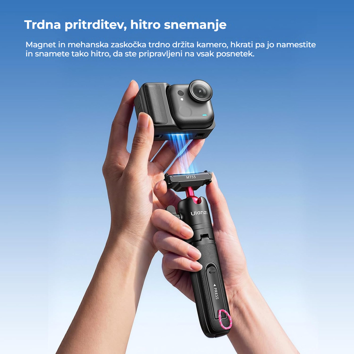 Ulanzi MT55 SnapGo ministativ a selfie tyč – Magnetická destička MT55 pro DJI Osmo Action 6 a Osmo Nano