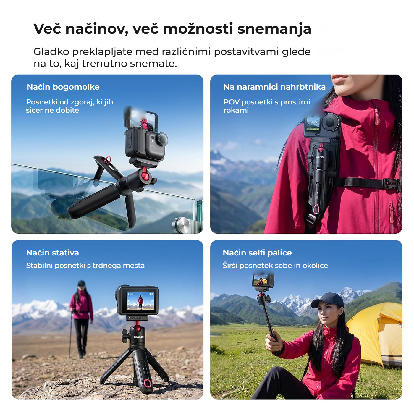 Ulanzi MT55 SnapGo ministativ a selfie tyč – Čtyři režimy v jednom kusu