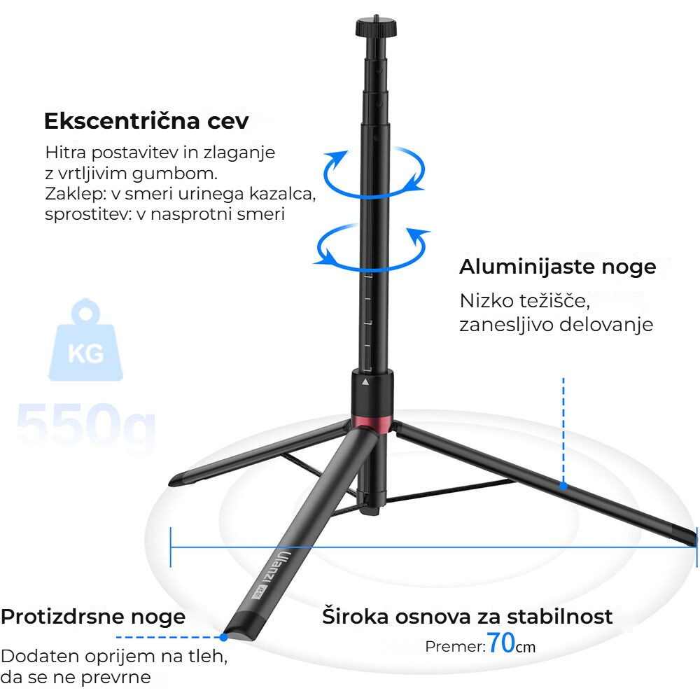 Ulanzi AT-01 Offset Vlog Tripod – Rychlé otevření a otočný zámek