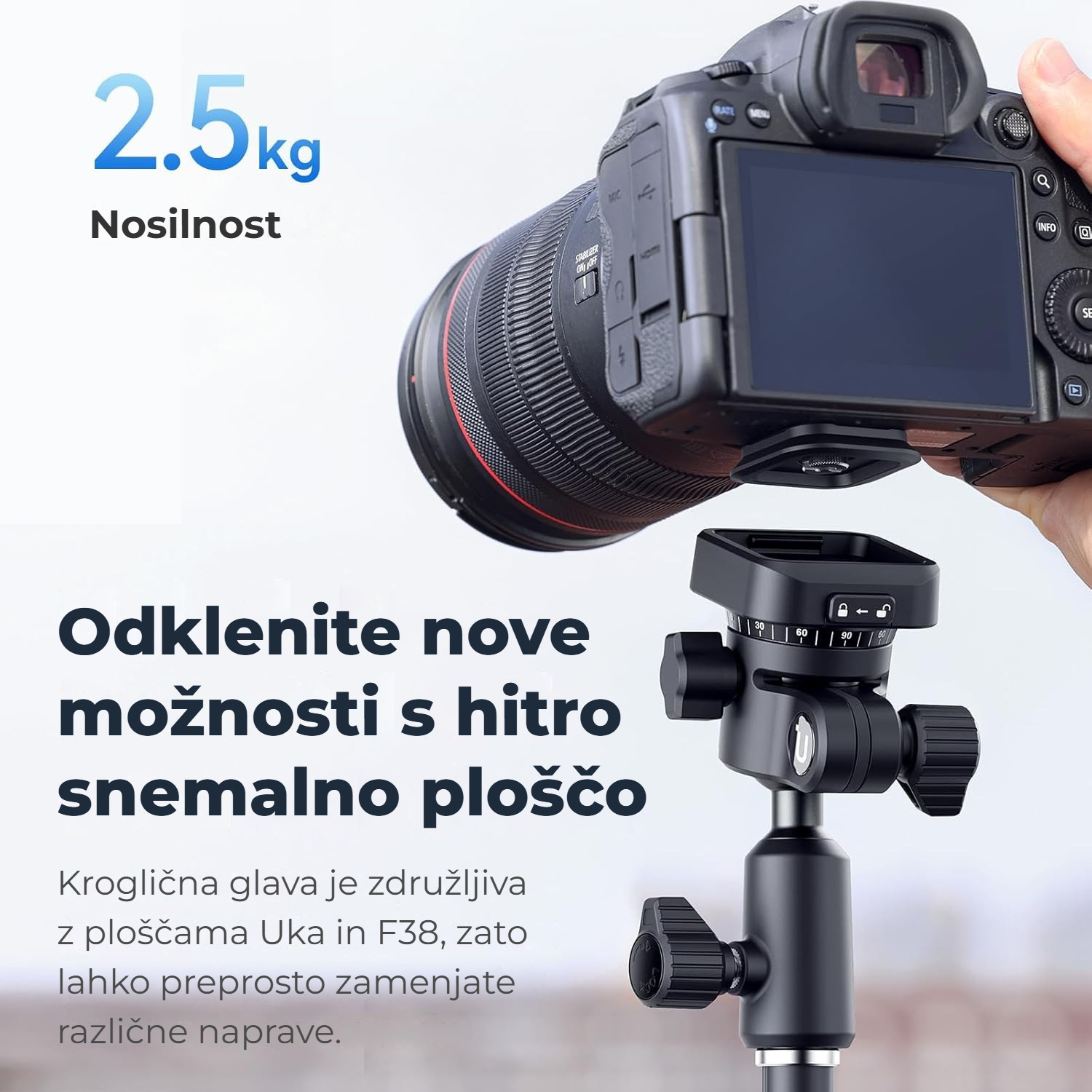 Ulanzi TH02 Uka obrácená kulová hlava – Rychloupínací systém Uka a F38