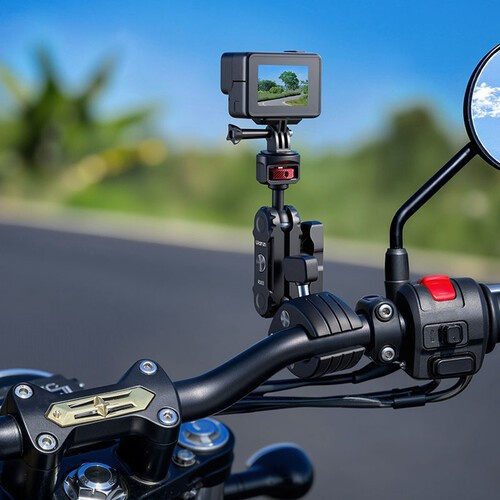 Ulanzi VL03 neviditelná selfie tyč na motorku – Na zrcátku i řidítkách
