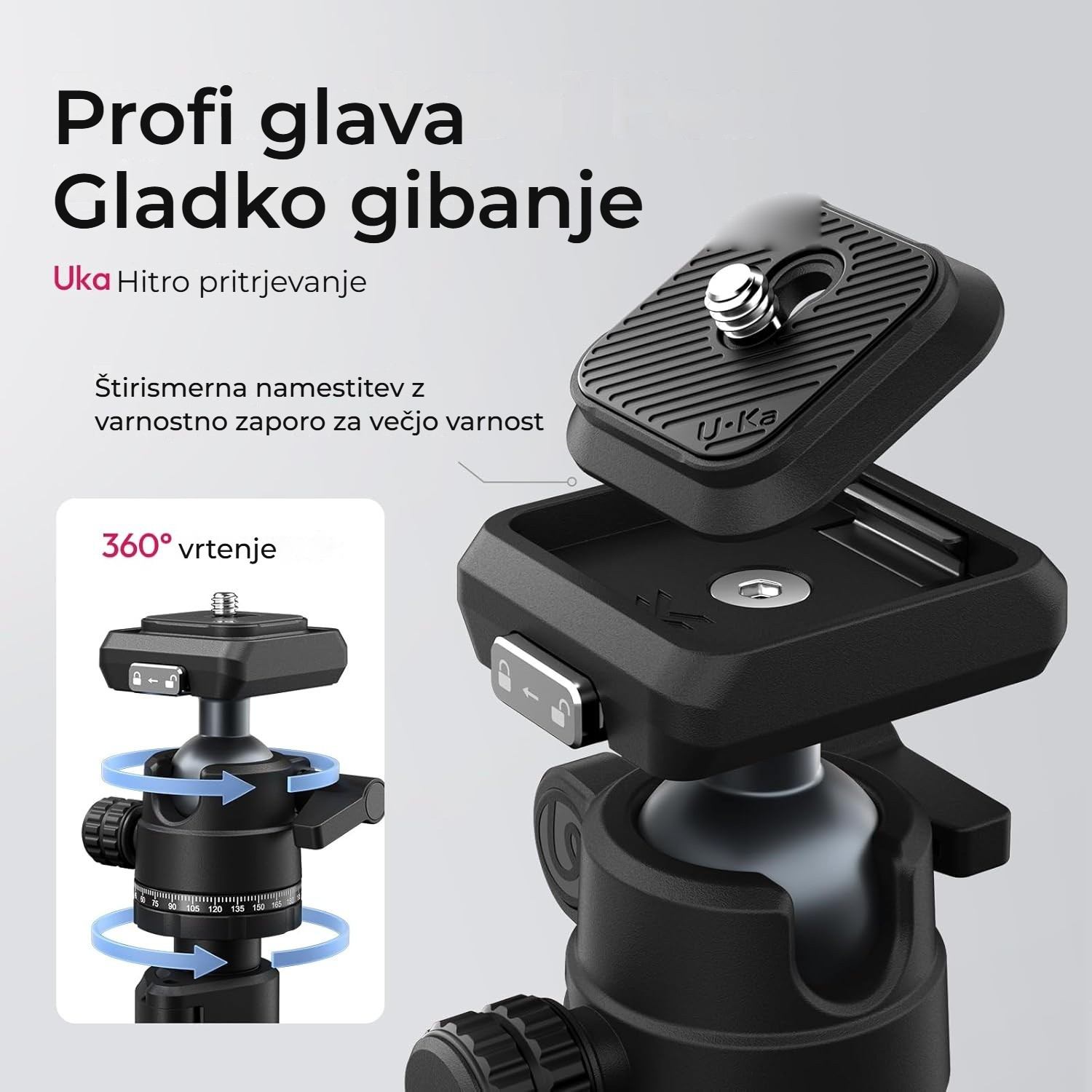 Ulanzi TT59 stativ s vodorovným sloupem – Profi kulová hlava s Uka