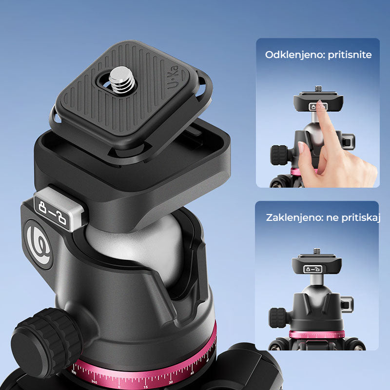 Ulanzi TZ01 Versatile 2-in-1 Carbon Fiber Tripod – Rychloupínací destička Uka / F38