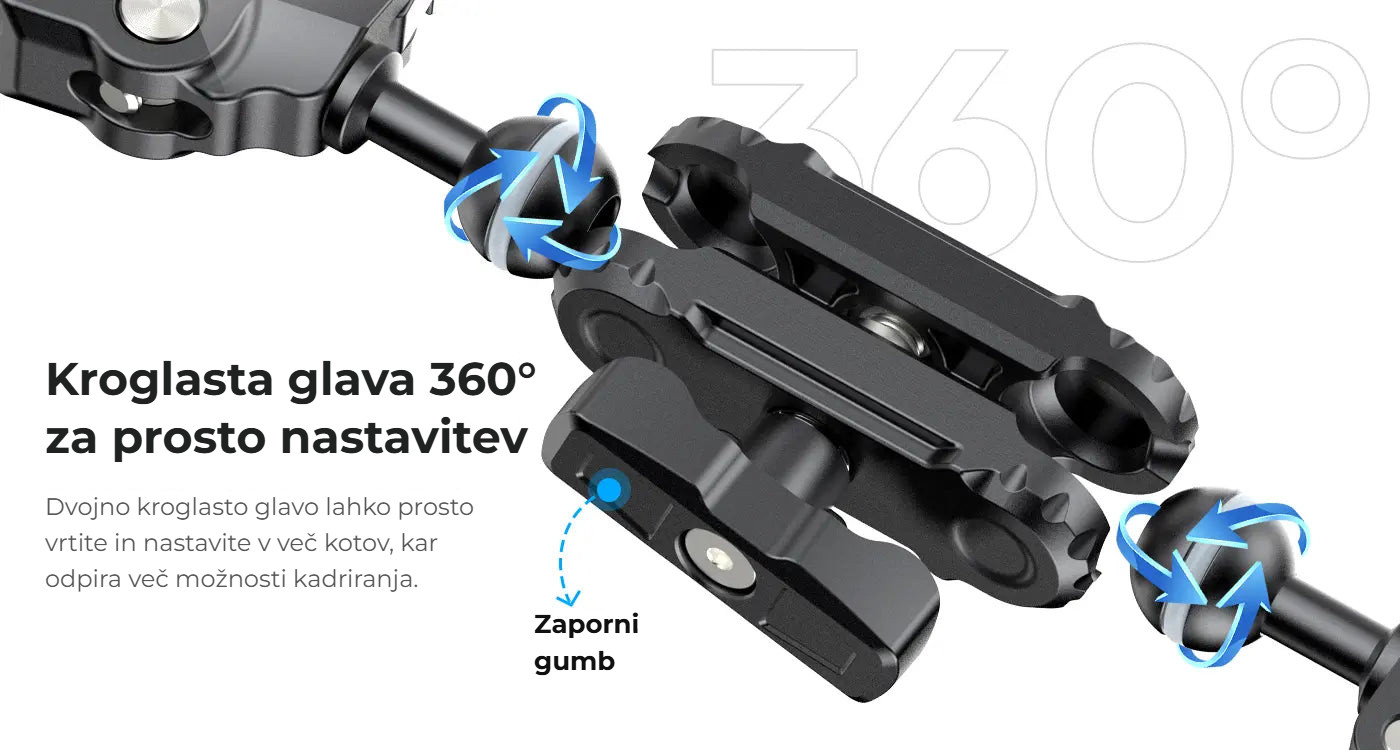 Ulanzi CO17 Super Clamp s dvojitou kulovou hlavou – Kulová hlava 360°