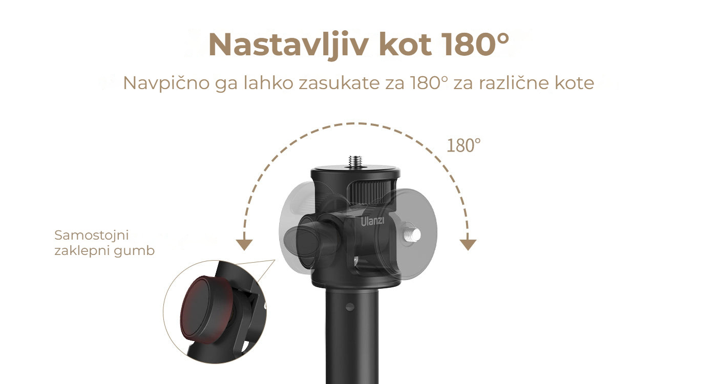Ulanzi MT-79 hliníkový stativ pro světla – Hlava s úhlem 180°
