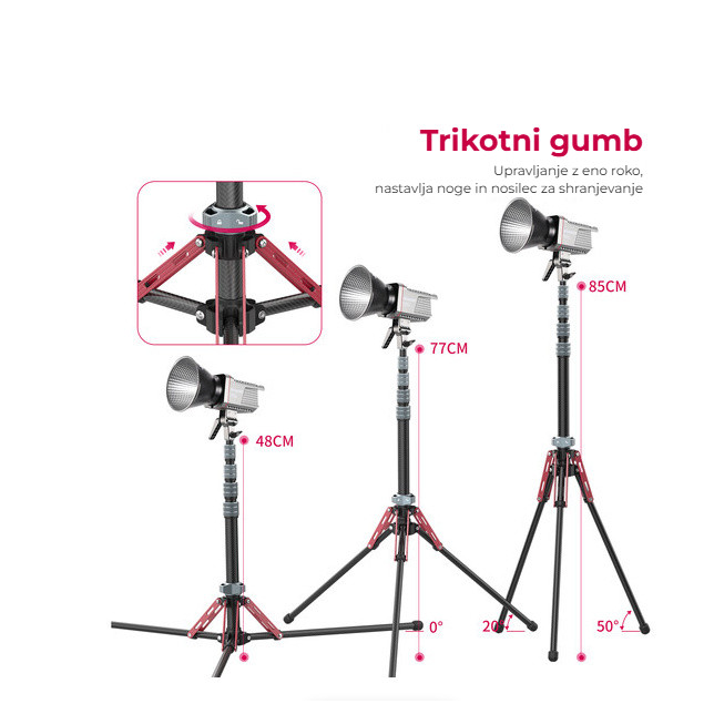 Ulanzi MT-49 karbonový stativ – Trojúhelníkový knoflík