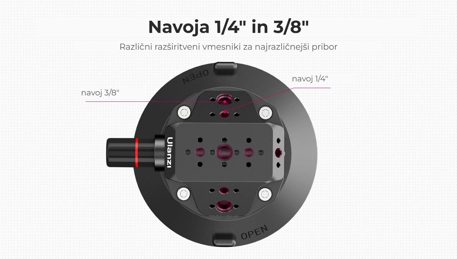 Ulanzi SC-02 vakuová přísavka 114 mm – Závity 1/4″ a 3/8″