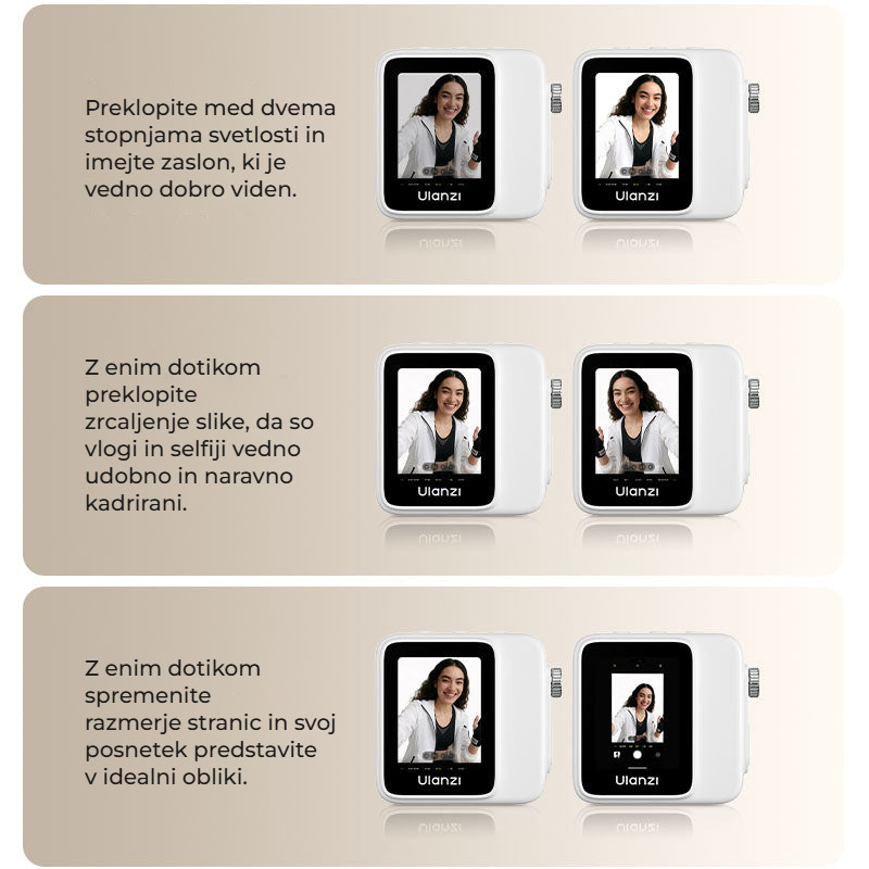Ulanzi VM02 Wireless Magnetic Selfie Monitor – Jas, zrcadlení a poměr stran jedním klepnutím